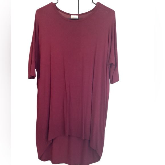 LuLaRoe Irma Tunic Top XXS Maroon Burgundy Red - Picture 2 of 4